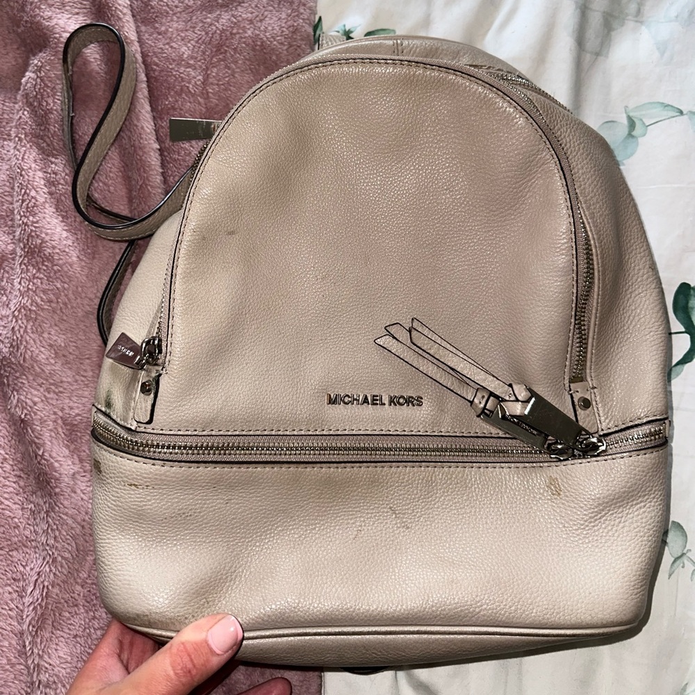 Medium Sized Michael Kors Gray Backpack